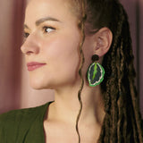 Calathea Medallion Earrings - Green - DORUZOVA
